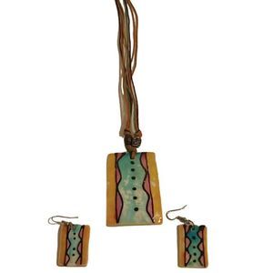 Egyptian Style Necklace & Earring  Set Multi-Colored